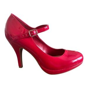 Cityclassified Cherry Red Patent Mary Jane Platform Heels | Size 6.5